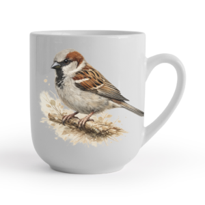 Kubek 300 ml z wróblem – akwarela