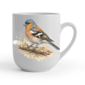 Kubek z ziębą – akwarela, Zięba