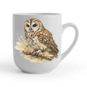 Kubek z sową sowa – akwarela